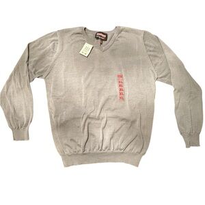 Stylish V-Neck Sweater in Light Gray